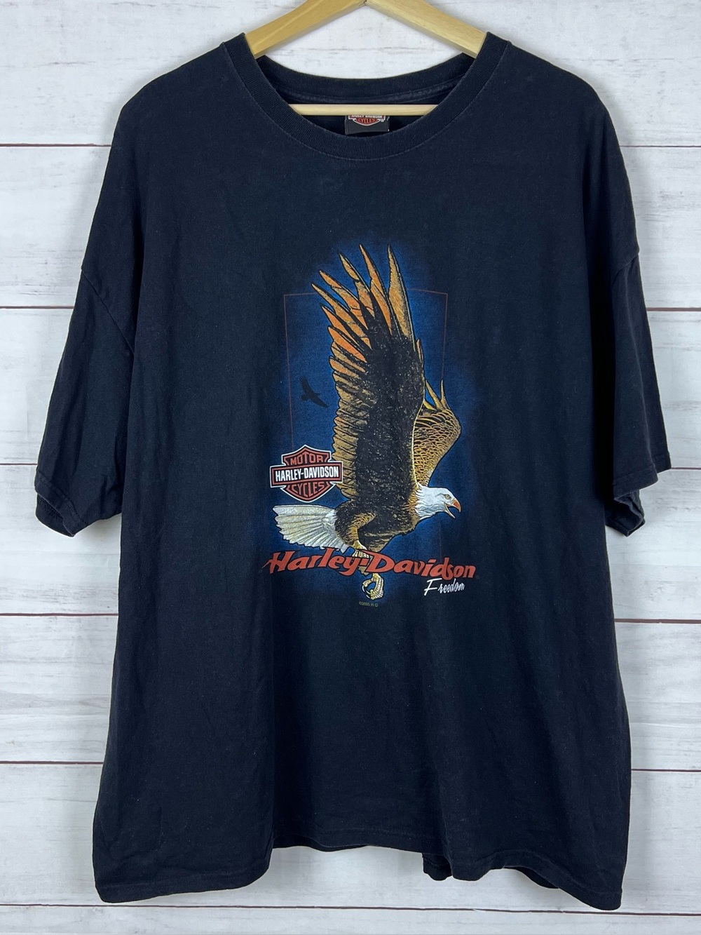 Y2K Harley Davidson Eagle Freedom York Pennsylvania T-Shirt Black Mens 2XL